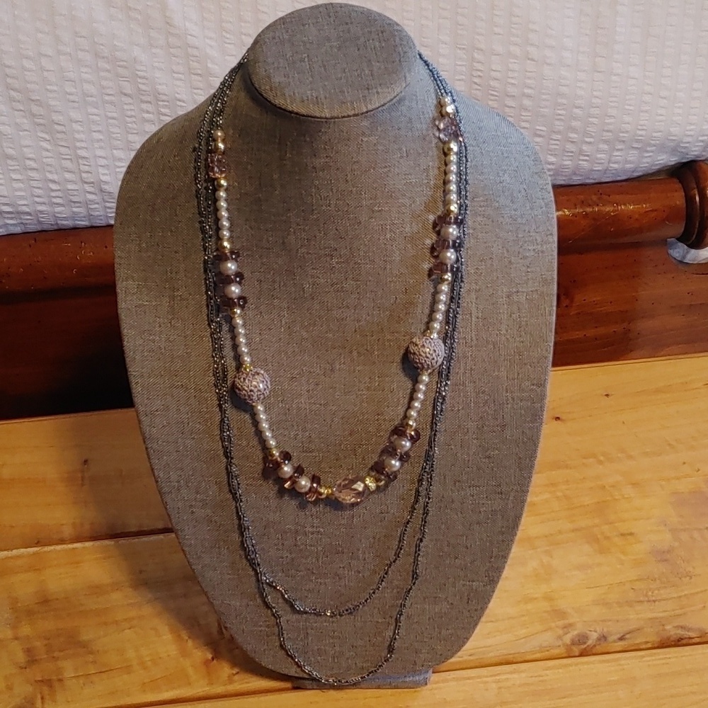 Triple Strand Boho Layered Statement Necklace